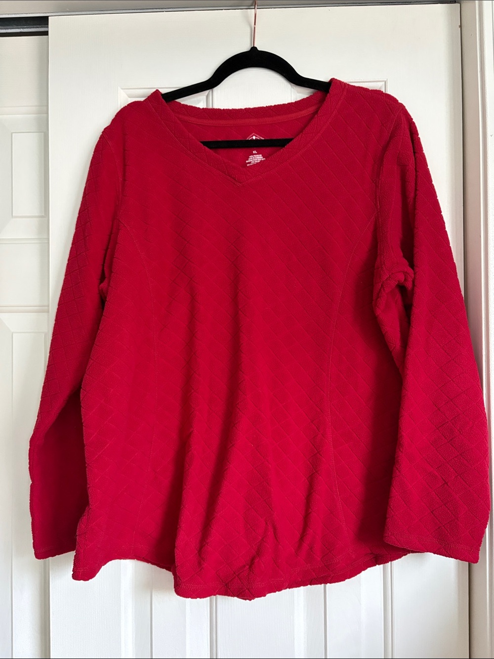 St. John's Bay Bright Red V-Neck Quilted Sweater